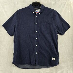Penfield Manufacturing Co. Classic Fit XL Blue Button Shirt Short Sleeve Dots